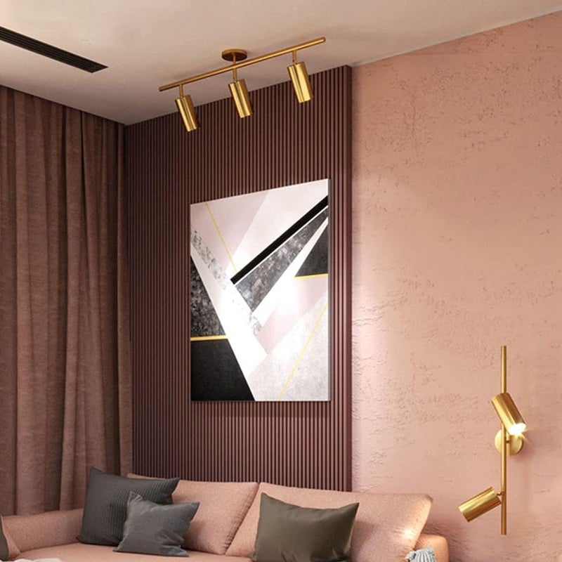KCO Lighting Modern Brass Gold Track Lighting 3-Lights Modern Kitchen Fixtures Indoor Flush Mount Ceiling Spotlights Dimmable LED Ceiling Spot Light (3-Light) - Image 5